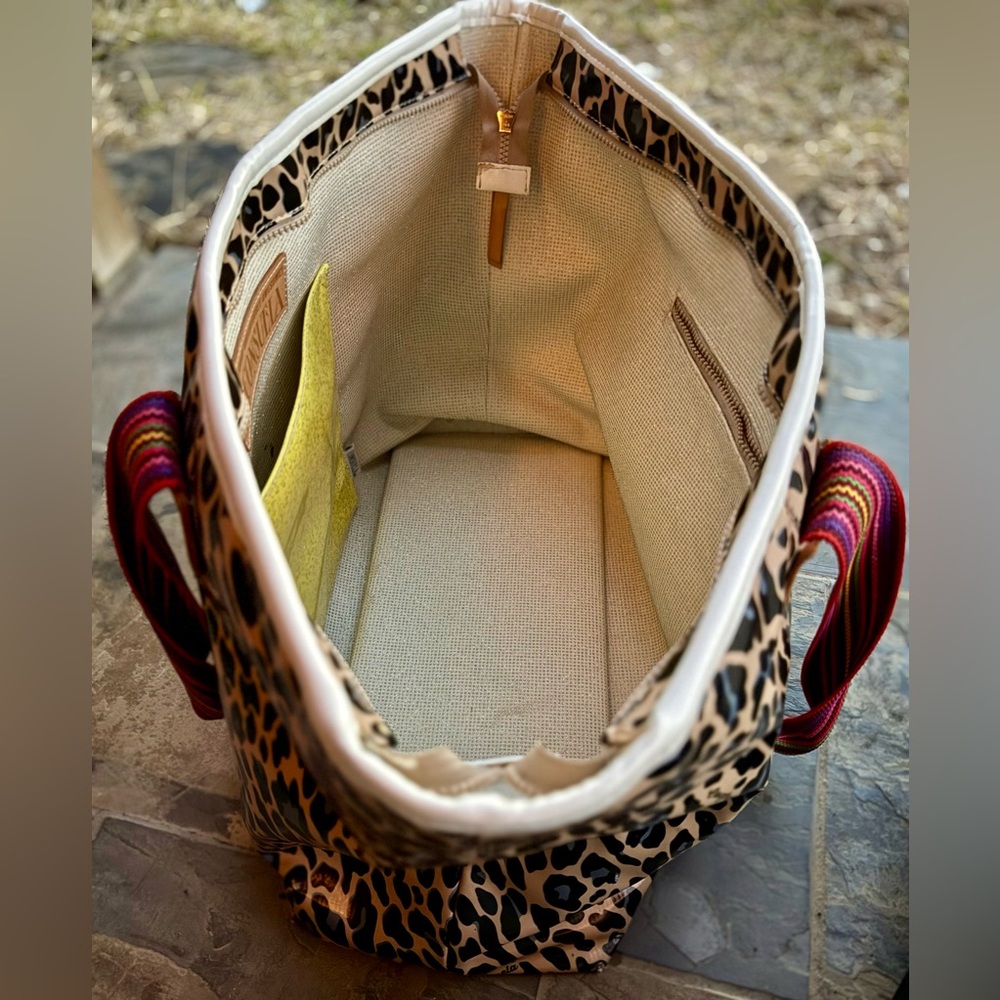 Consuela Blue Jag Zipper Tote | Leopard Print Travel & Beach Bag | Retired - Picture 15 of 17